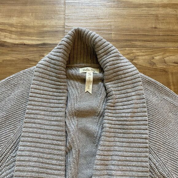 MATILDA JANE M Lets Get Away Crochet Cashmere Blend Open Cardigan Beige Boho - Picture 14 of 16